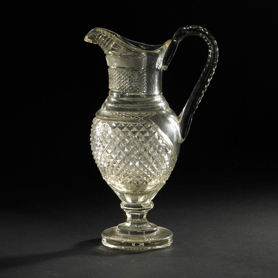 Continental Cut Glass Ewer, late 19th century