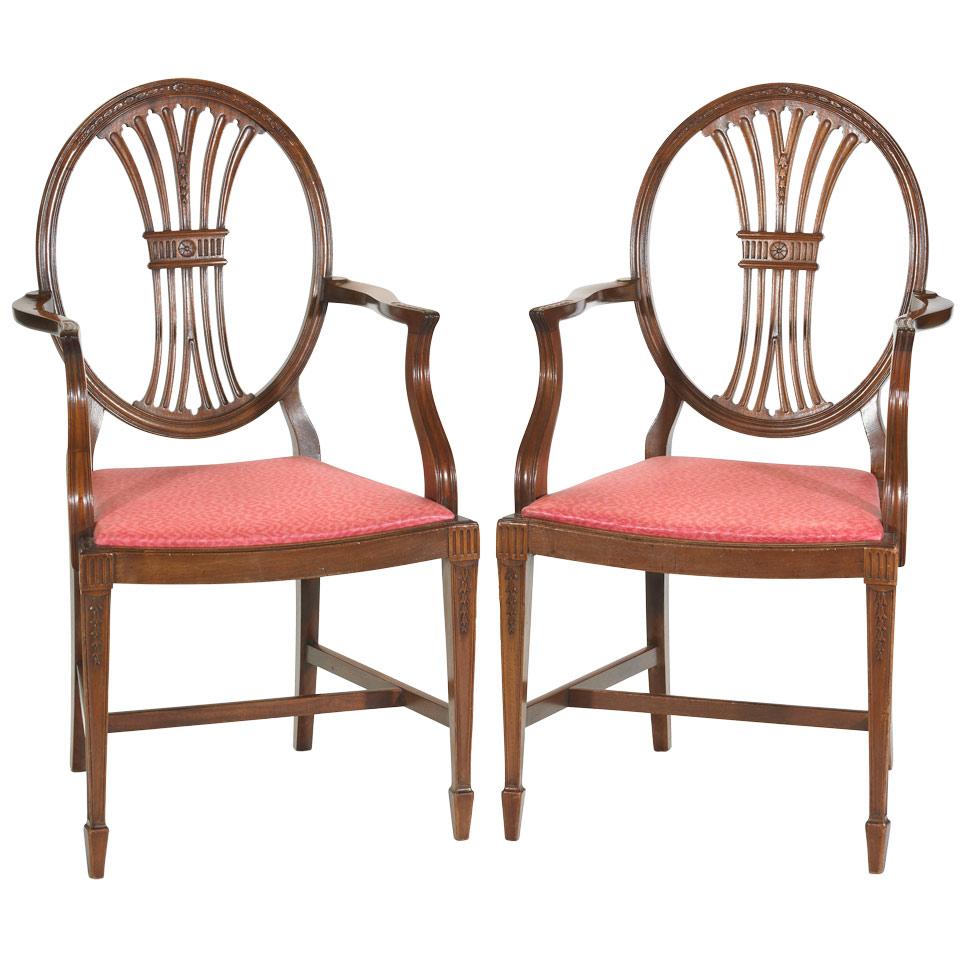 Pair of Mahogany Open Armchairs 