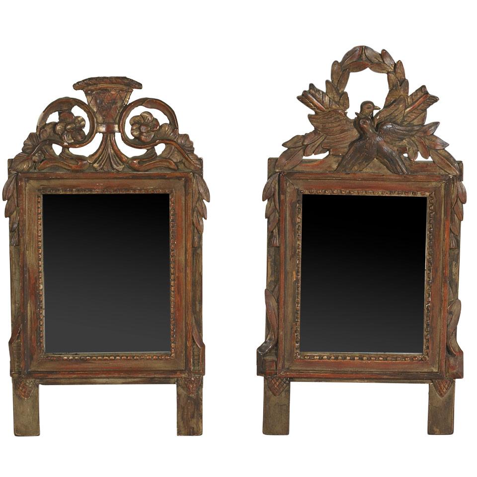 Pair of Small Italian Carved and Lacquered Wall MIrrors 