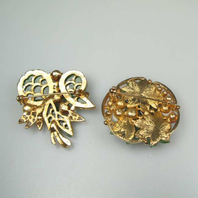 2 Gold Tone Metal Brooches