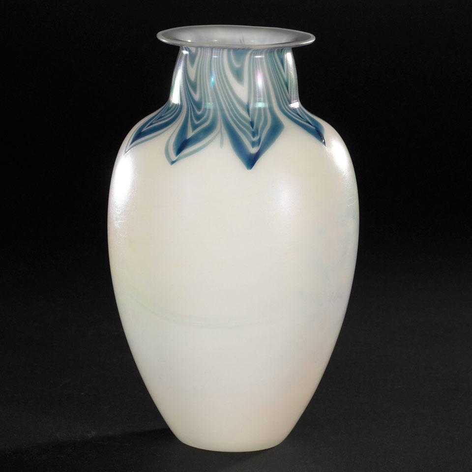 Robert Held (American-Canadian, b.1943), Decorated Iridescent Glass Vase, c.1980