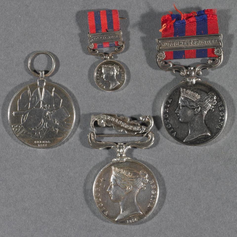 Group of Four British Service Medals to George Law, No. 2856, 33rd Regiment