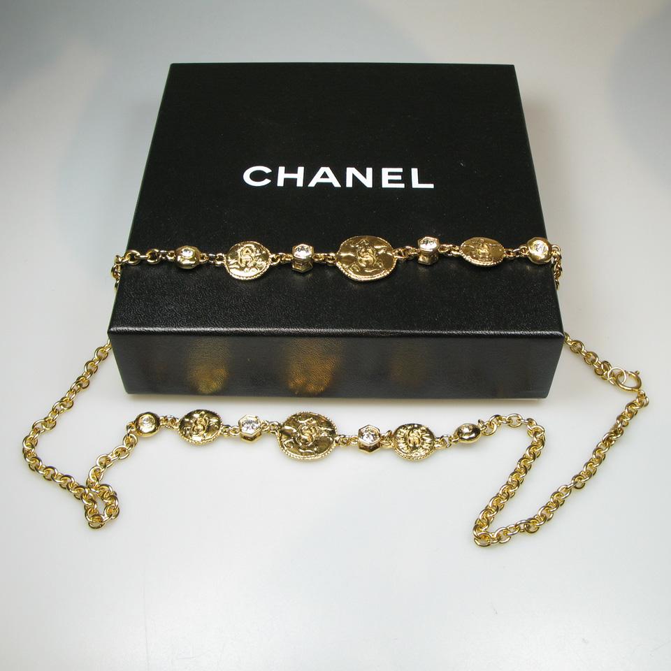 French Chanel Gold Tone Cable Link Necklace