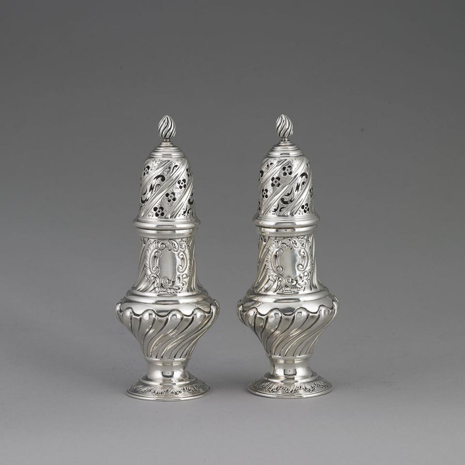 Pair of Victorian Silver Casters, Samuel Walton Smith, Birmingham, 1890