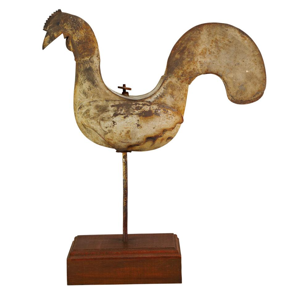 Quebec Painted Sheet Metal Rooster Weathervane Figure, 19th century