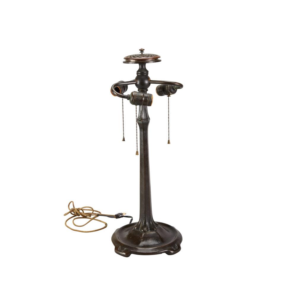 Tiffany Studios Patinated Bronze Table Lamp Base, c.1901