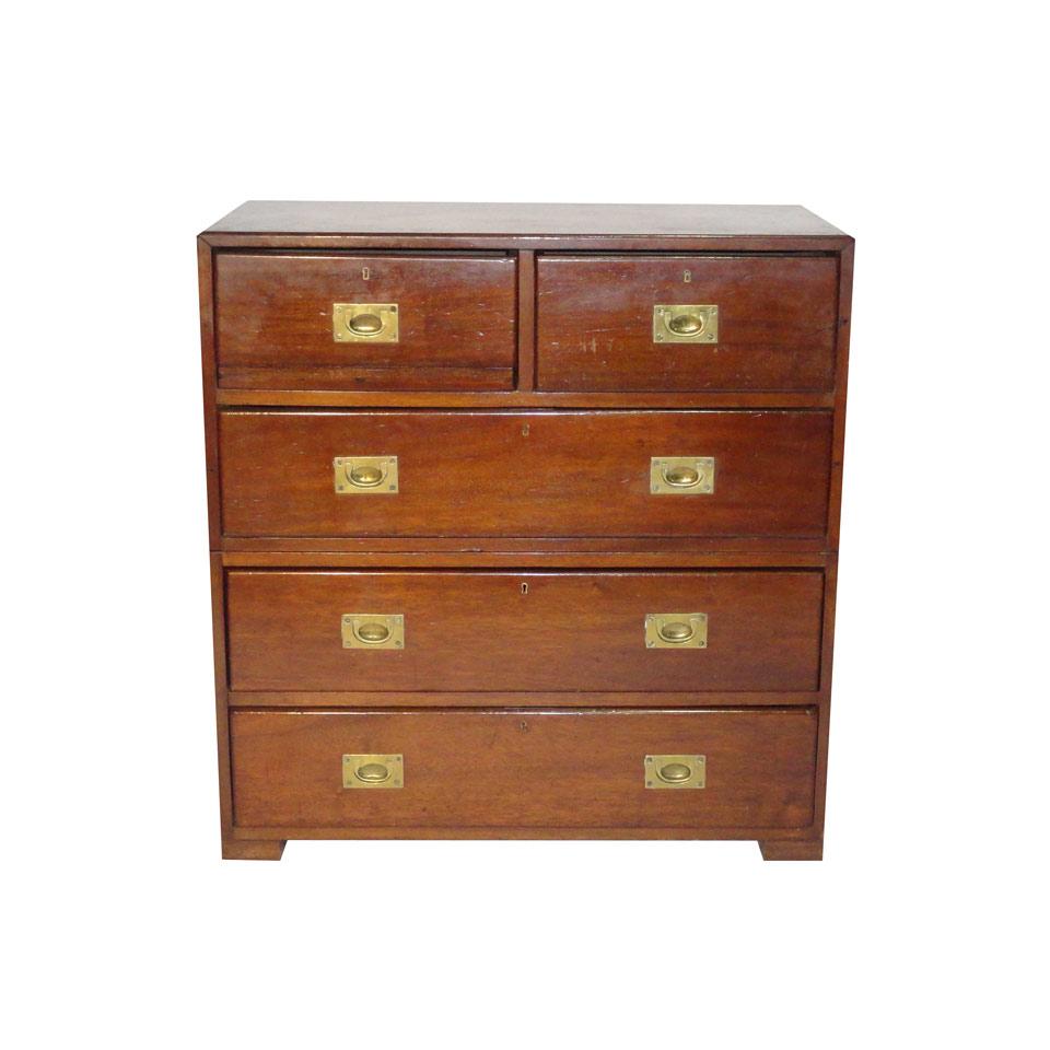 Nineteenth Century Mahogany Campaign Chest of Drawers in two sections
