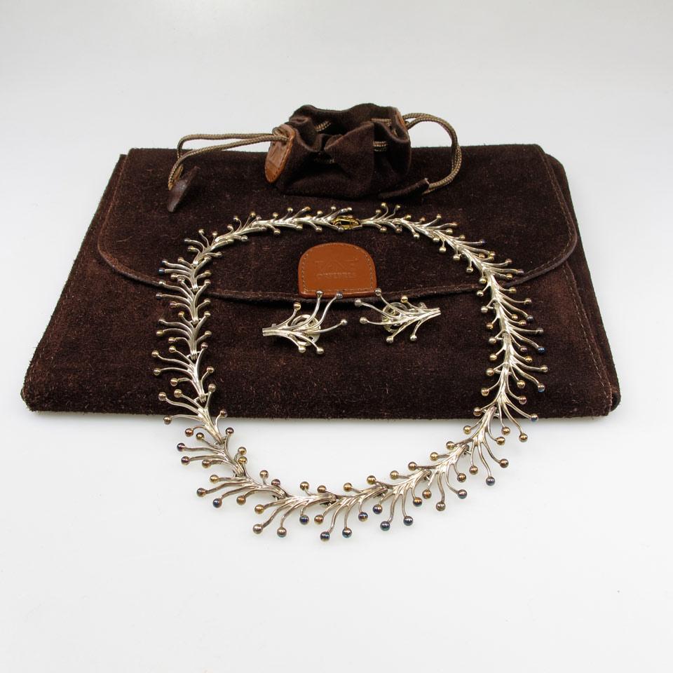 Tane Mexican Sterling Silver And Silver Gilt Necklace And Earrings