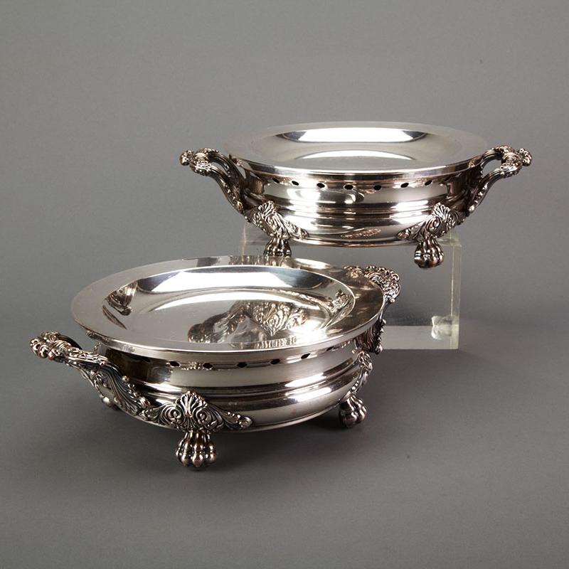 Pair of French Silver Plated Warming Stands, c.1825