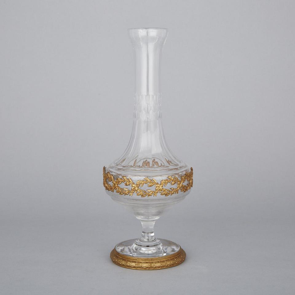 Continental Gilt Metal Mounted Cut Glass Vase, late 19th century